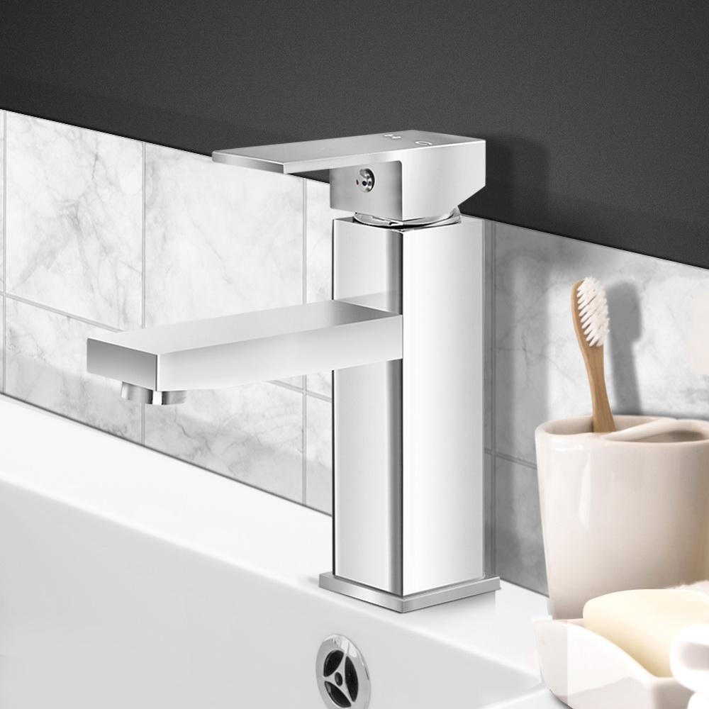 Cefito Basin Mixer Tap Faucet Bathroom Vanity Counter Top WELS Standard Brass Silver - Newstart Furniture
