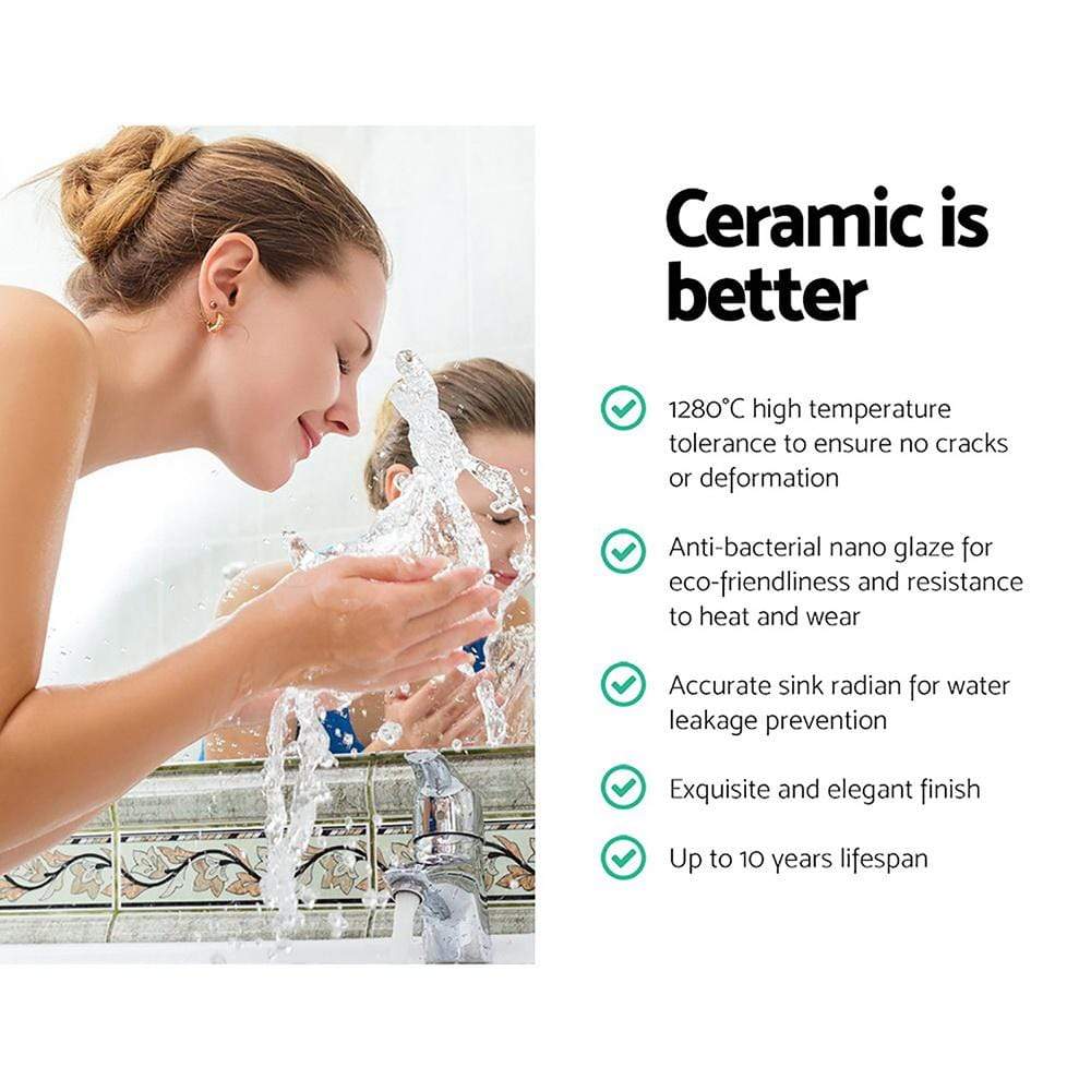Cefito Ceramic Bathroom Basin Sink Vanity Above Counter Basins Bowl Black White - Newstart Furniture