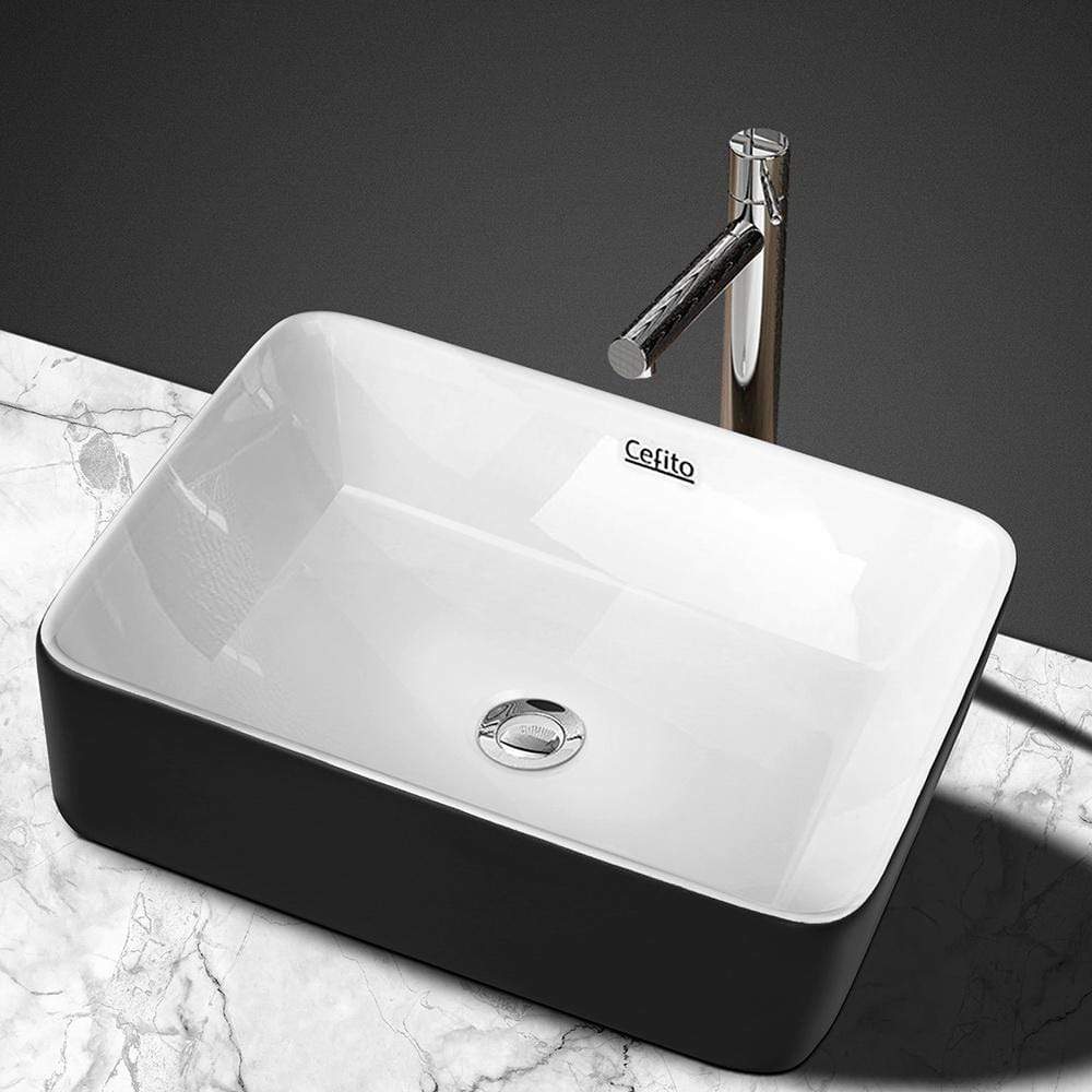 Cefito Ceramic Bathroom Basin Sink Vanity Above Counter Basins Bowl Black White - Newstart Furniture