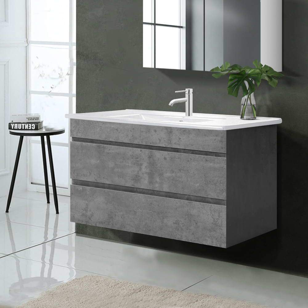 Cefito 900mm Bathroom Vanity Cabinet Basin Unit Sink Storage Wall Mounted Cement - Newstart Furniture