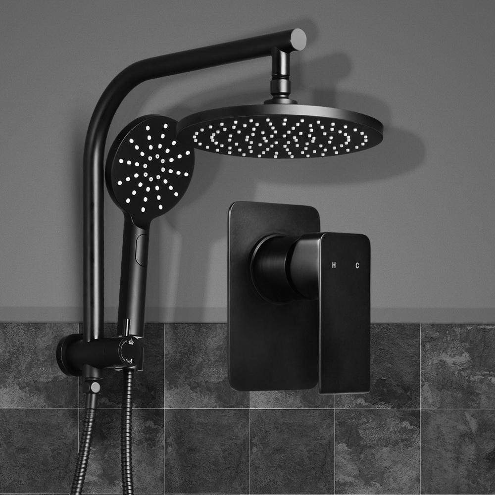 Cefito WELS 9'' Rain Shower Head Mixer Round Handheld High Pressure Wall Black - Newstart Furniture