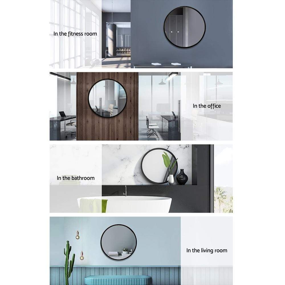 Embellir Round Wall Mirror 50cm Makeup Bathroom Mirror Frameless - Newstart Furniture