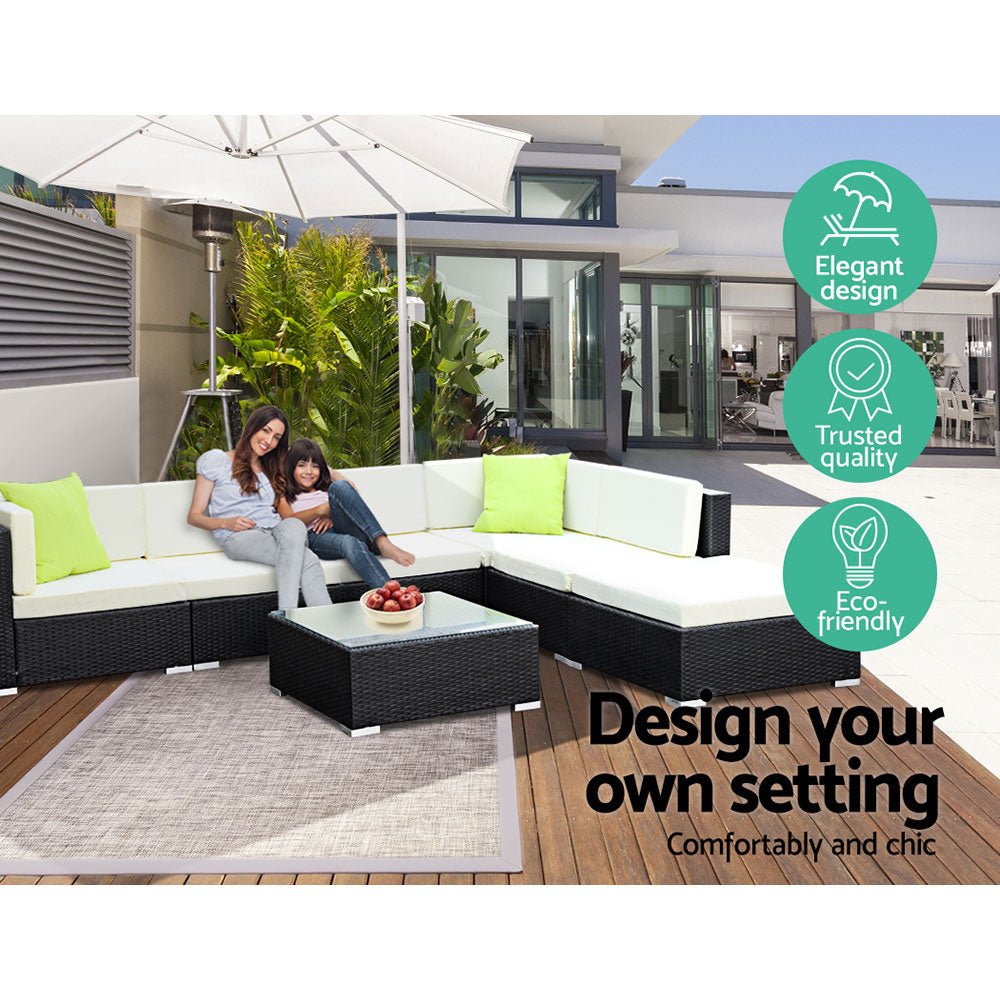 2PC Gardeon Wicker Rattan Outdoor Furniture Sofa Set - Newstart Furniture
