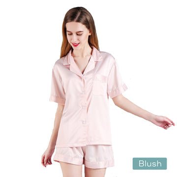 2pc satin short women pajamas set large blush - Newstart Furniture