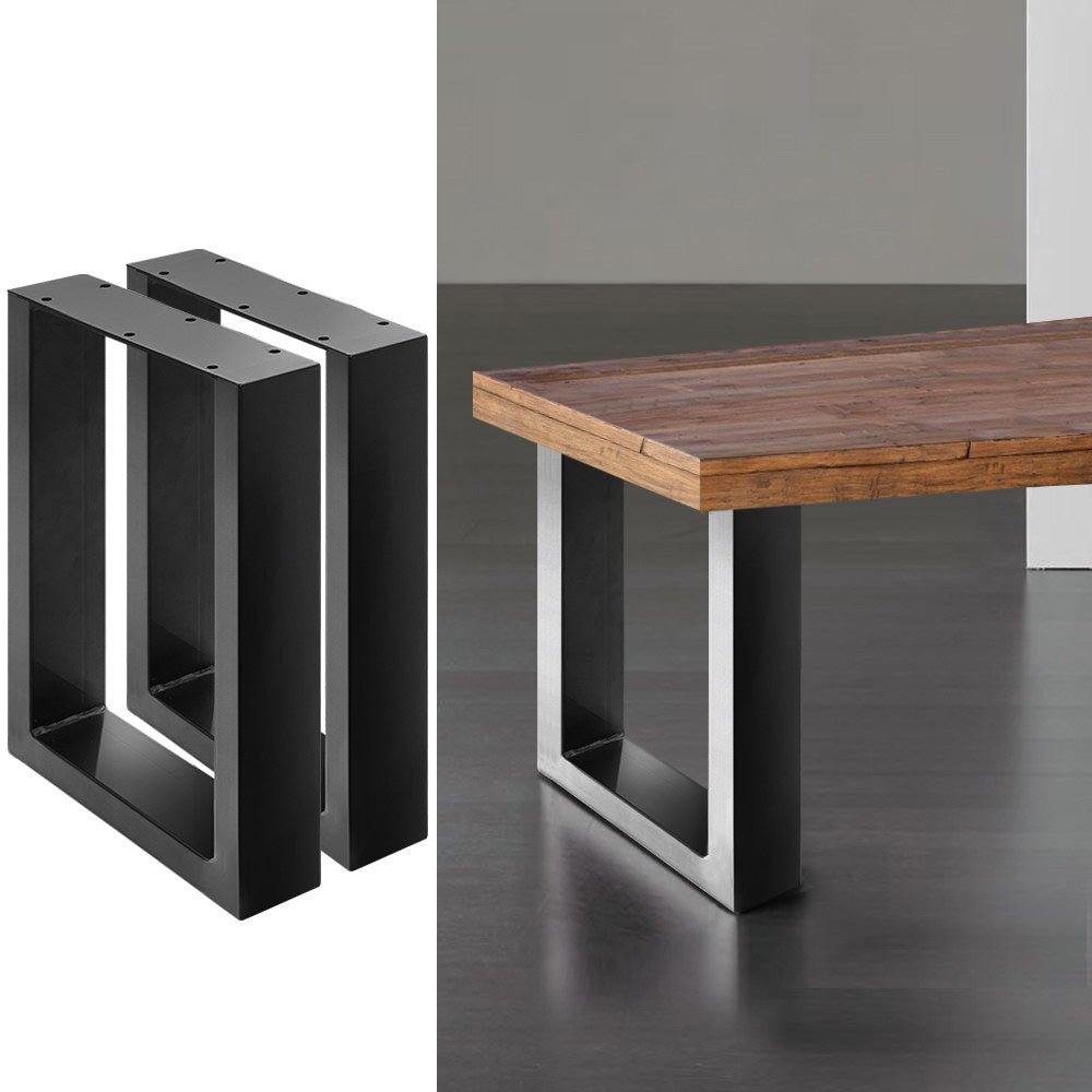 2x Coffee Dining Table Legs Steel Industrial Vintage Bench Metal Box Shape 400MM - Newstart Furniture