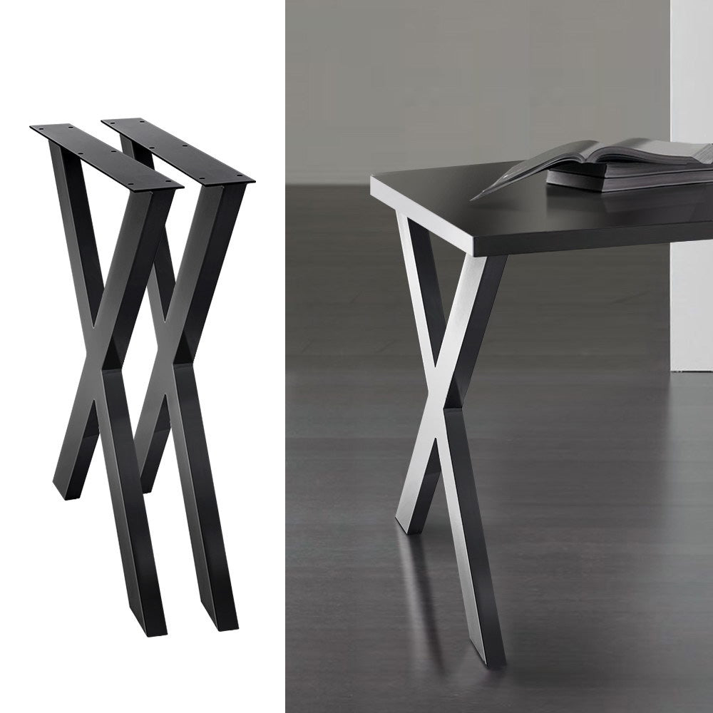 2x Metal Legs Coffee Dining Table Steel Industrial Vintage Bench X Shape 710MM - Newstart Furniture