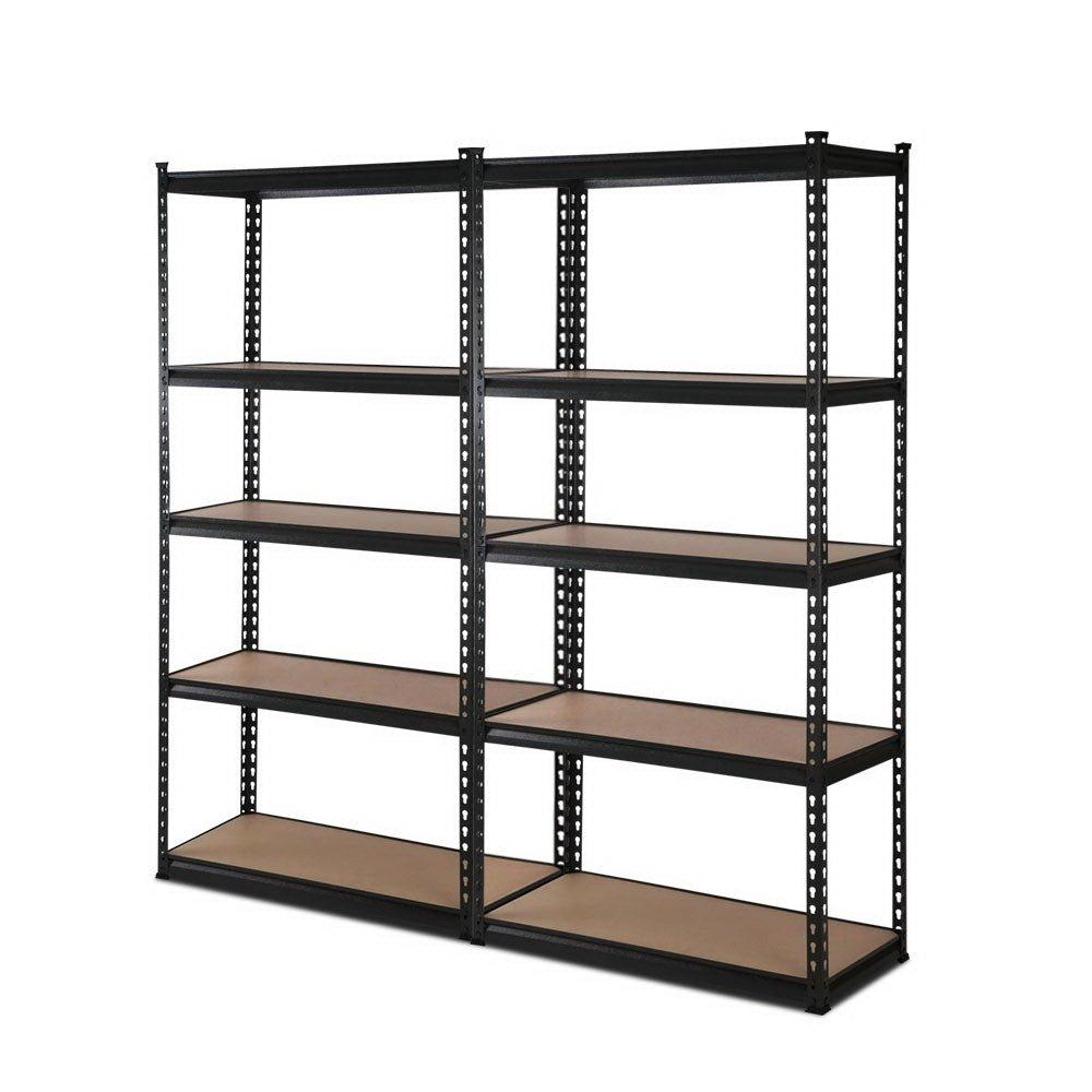 2x1.8M 5-Shelves Steel Warehouse Shelving Racking Garage Storage Rack Black - Newstart Furniture