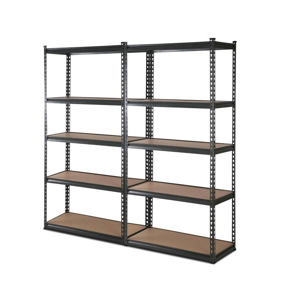 2x1.8M 5-Shelves Steel Warehouse Shelving Racking Garage Storage Rack Grey - Newstart Furniture