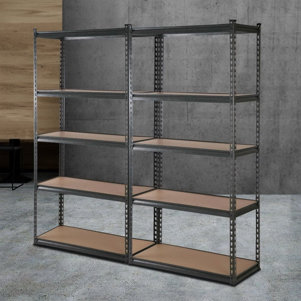 2x1.8M 5-Shelves Steel Warehouse Shelving Racking Garage Storage Rack Grey - Newstart Furniture