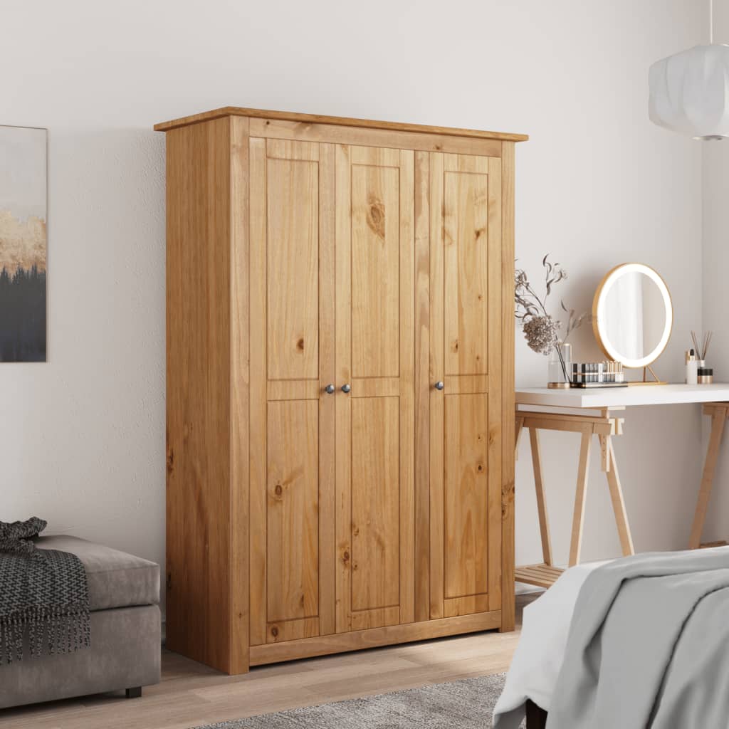 3-Door Wardrobe 118x50x171.5 cm Pine Panama Range - Newstart Furniture