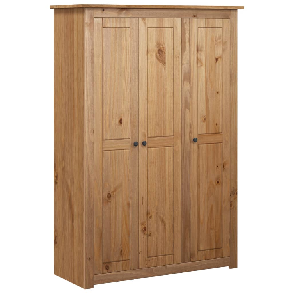 3-Door Wardrobe 118x50x171.5 cm Pine Panama Range - Newstart Furniture