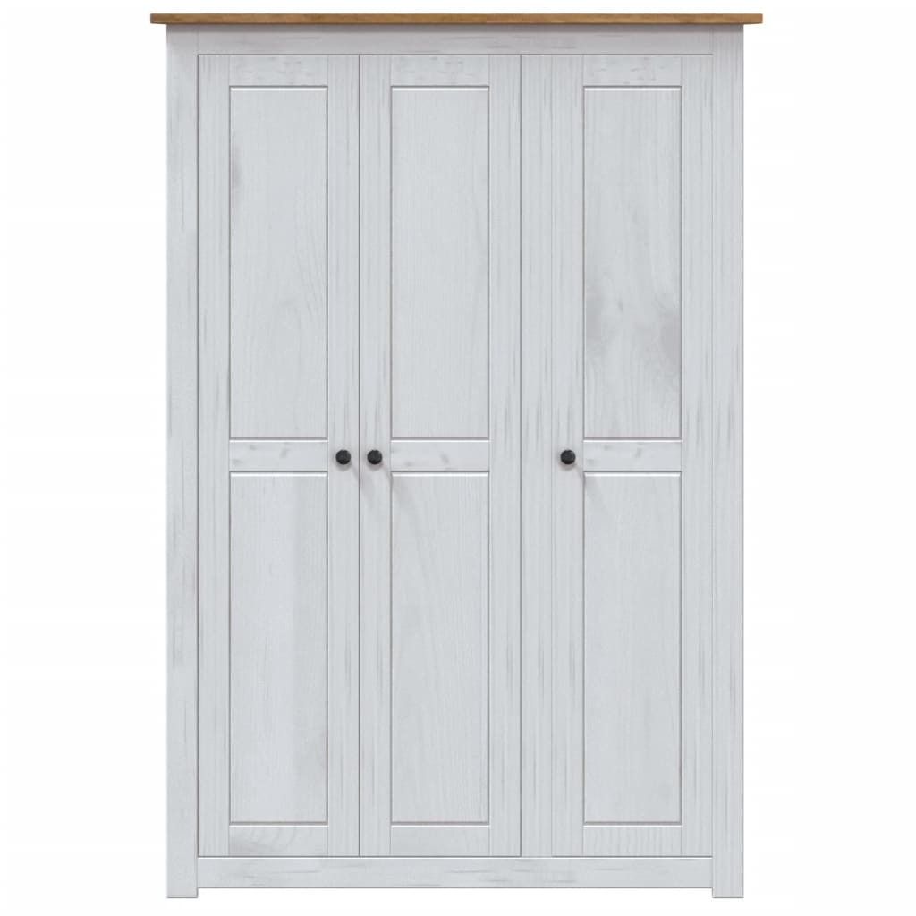 3-Door Wardrobe White 118x50x171.5 cm Pine Panama Range - Newstart Furniture