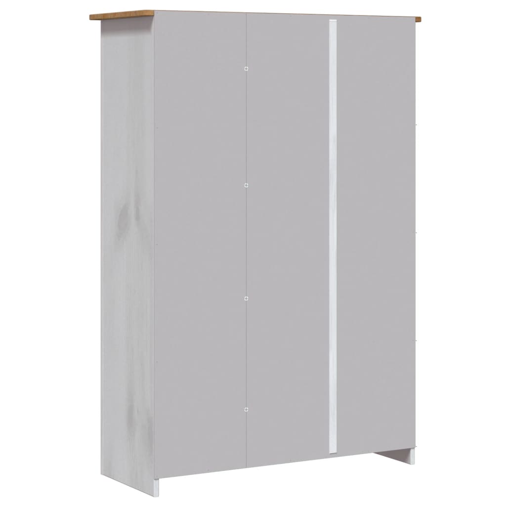 3-Door Wardrobe White 118x50x171.5 cm Pine Panama Range - Newstart Furniture