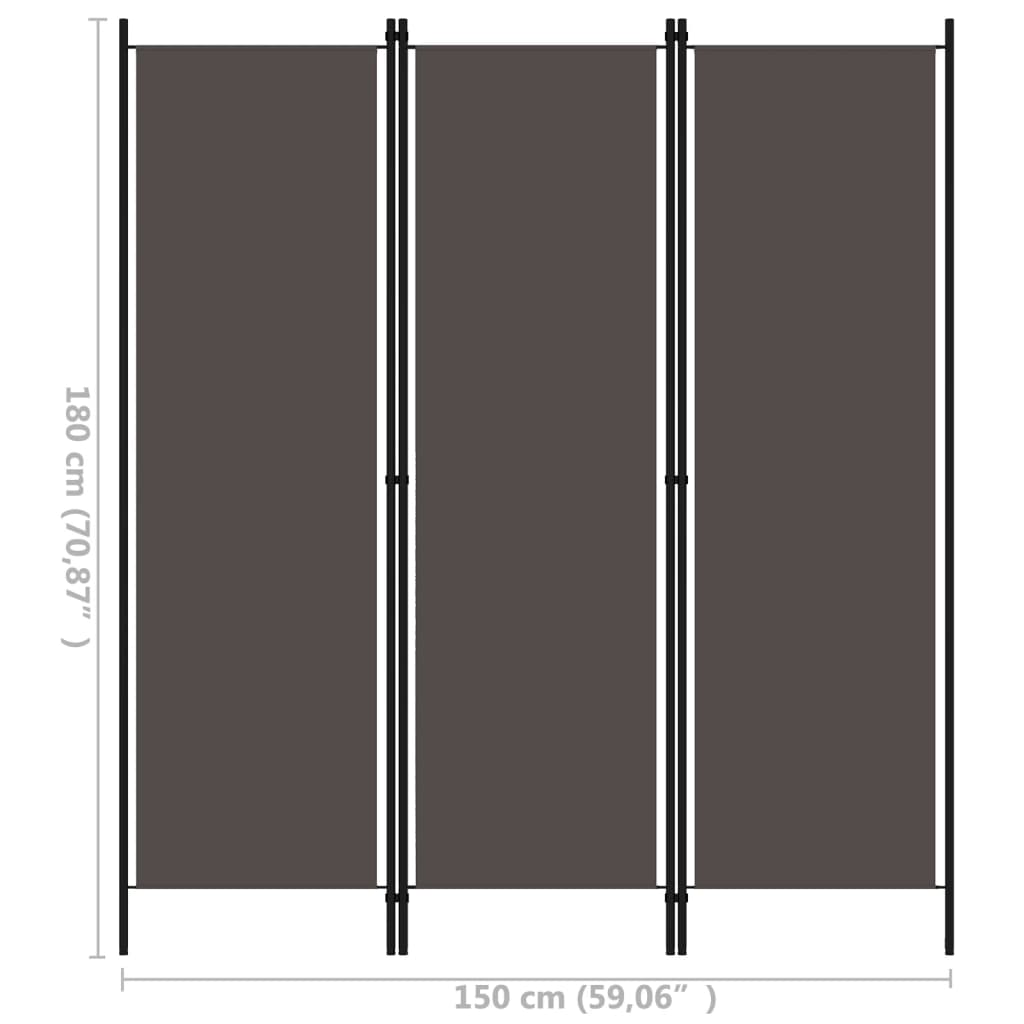 3-Panel Room Divider Anthracite 150x180 cm - Newstart Furniture