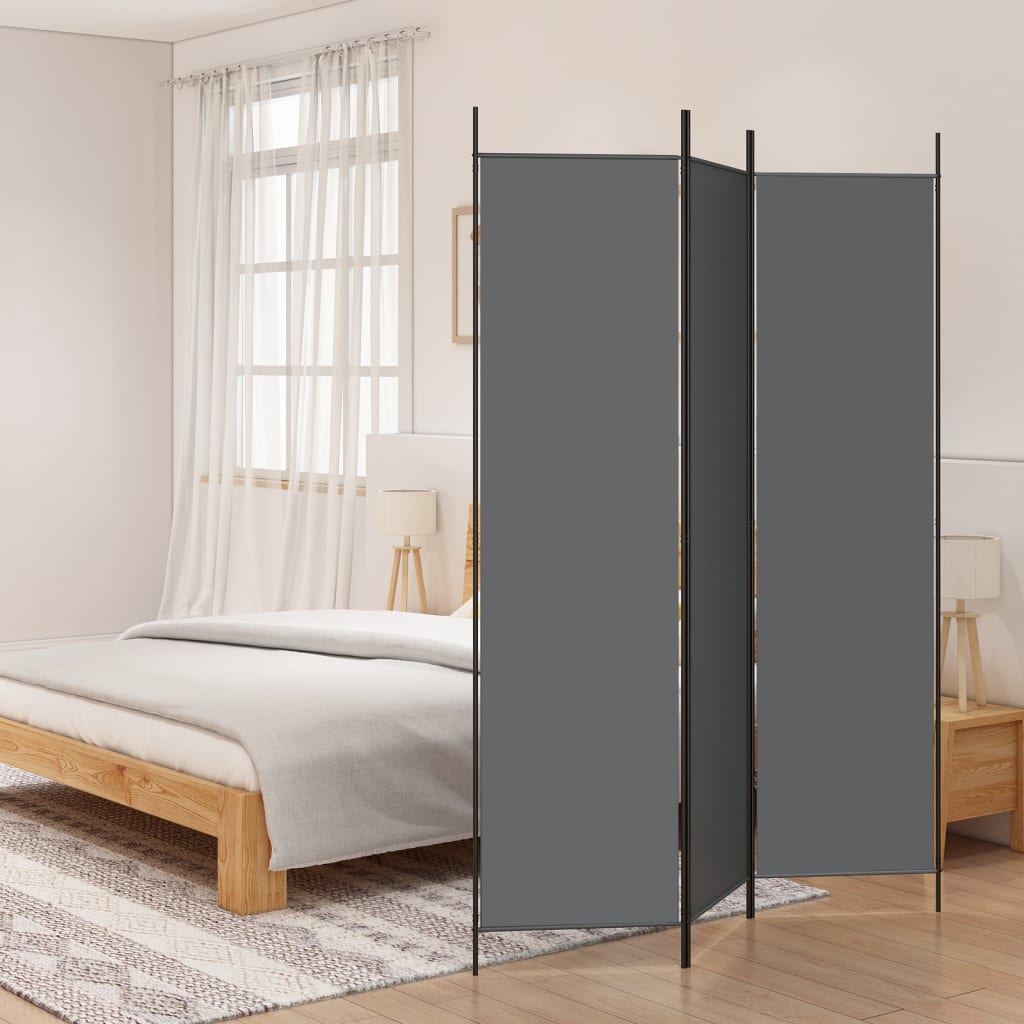 3-Panel Room Divider Anthracite 150x200 cm Fabric - Newstart Furniture