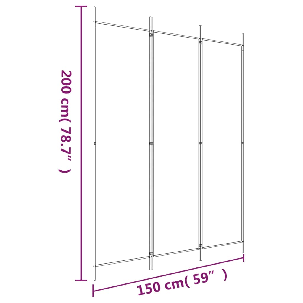 3-Panel Room Divider Anthracite 150x200 cm Fabric - Newstart Furniture