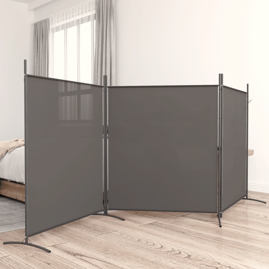 3-Panel Room Divider Anthracite 525x180 cm Fabric - Newstart Furniture