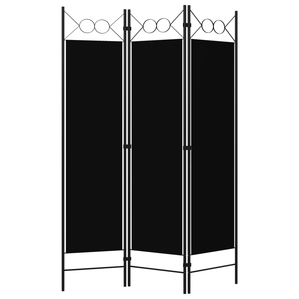 3-Panel Room Divider Black 120x180 cm - Newstart Furniture