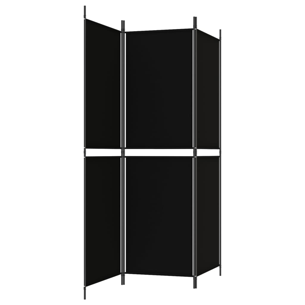 3-Panel Room Divider Black 150x180 cm Fabric - Newstart Furniture