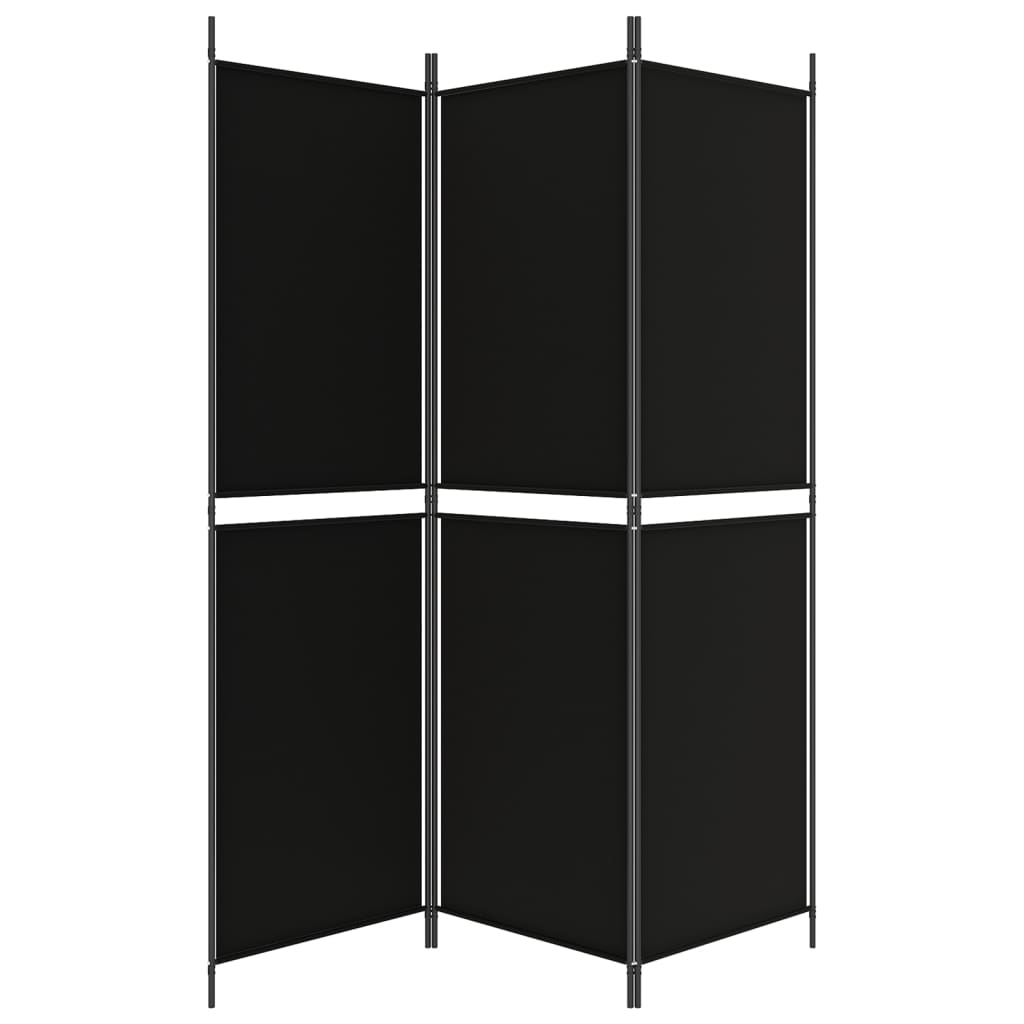 3-Panel Room Divider Black 150x180 cm Fabric - Newstart Furniture