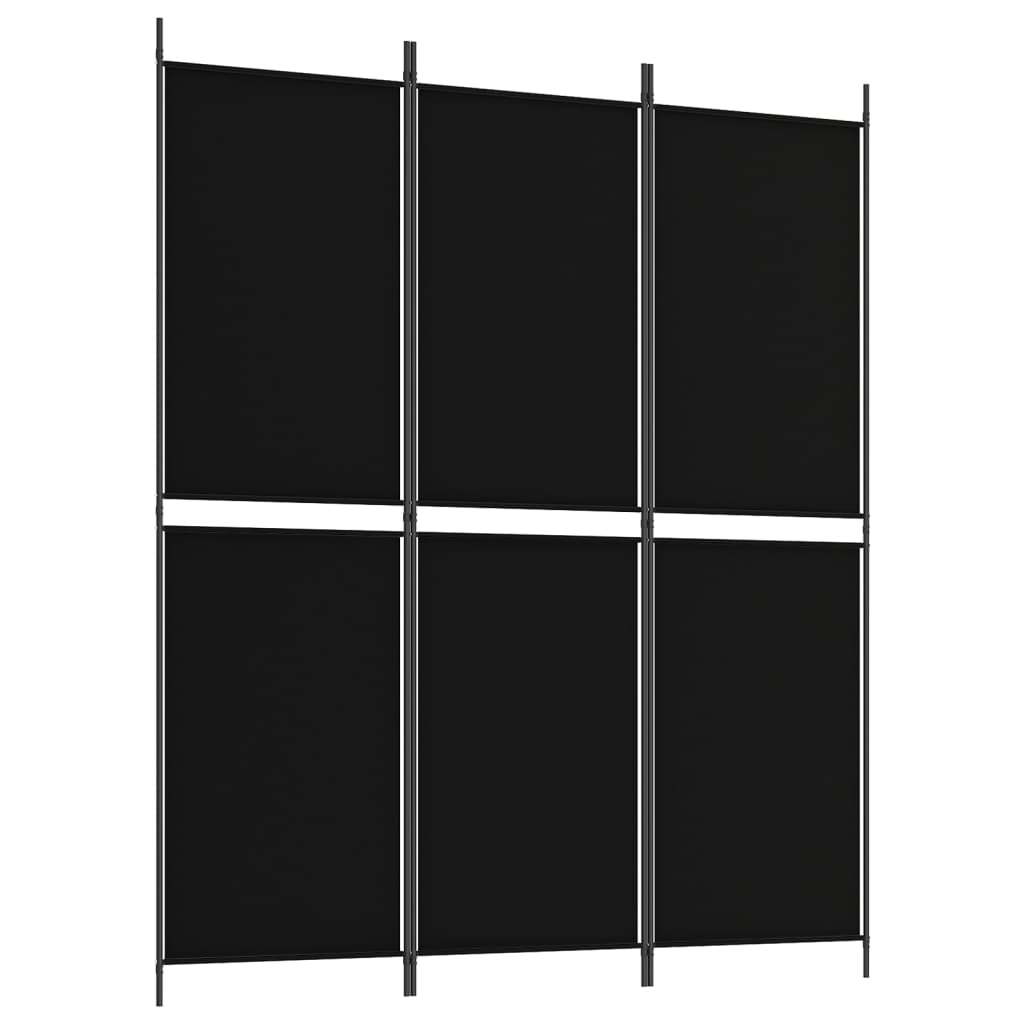 3-Panel Room Divider Black 150x180 cm Fabric - Newstart Furniture