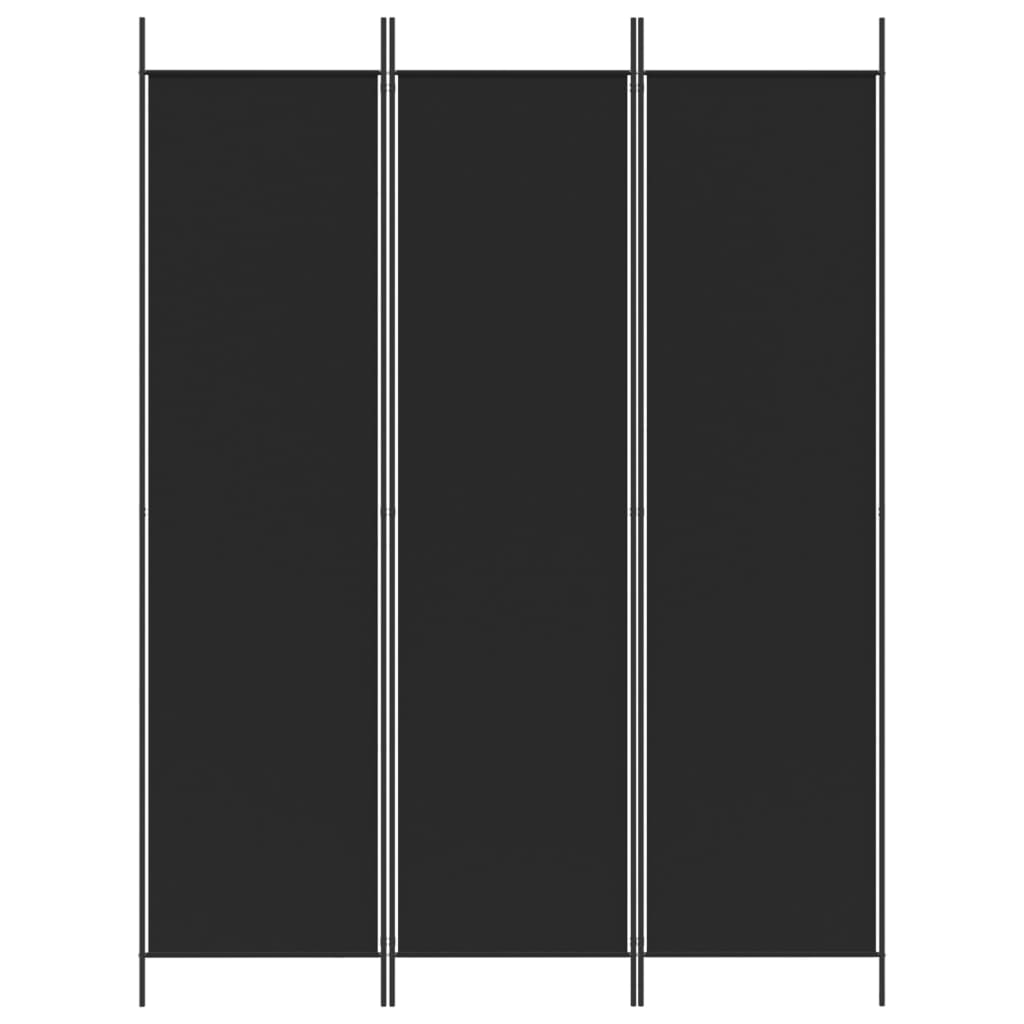 3-Panel Room Divider Black 150x200 cm Fabric - Newstart Furniture