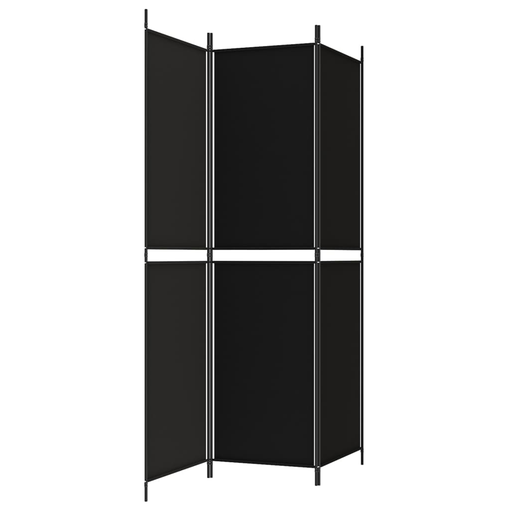 3-Panel Room Divider Black 150x200 cm Fabric - Newstart Furniture