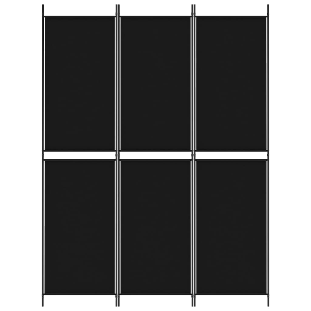 3-Panel Room Divider Black 150x200 cm Fabric - Newstart Furniture