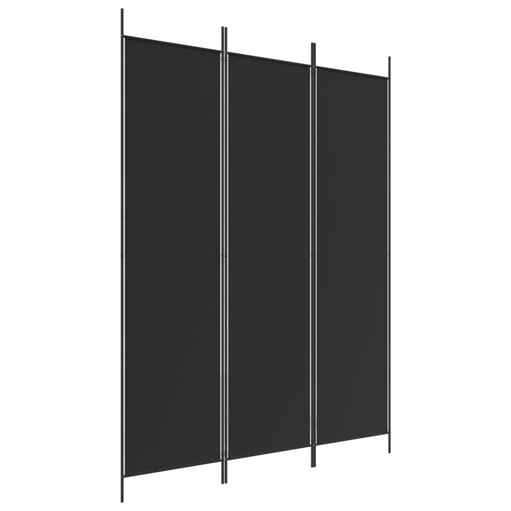 3-Panel Room Divider Black 150x200 cm Fabric - Newstart Furniture