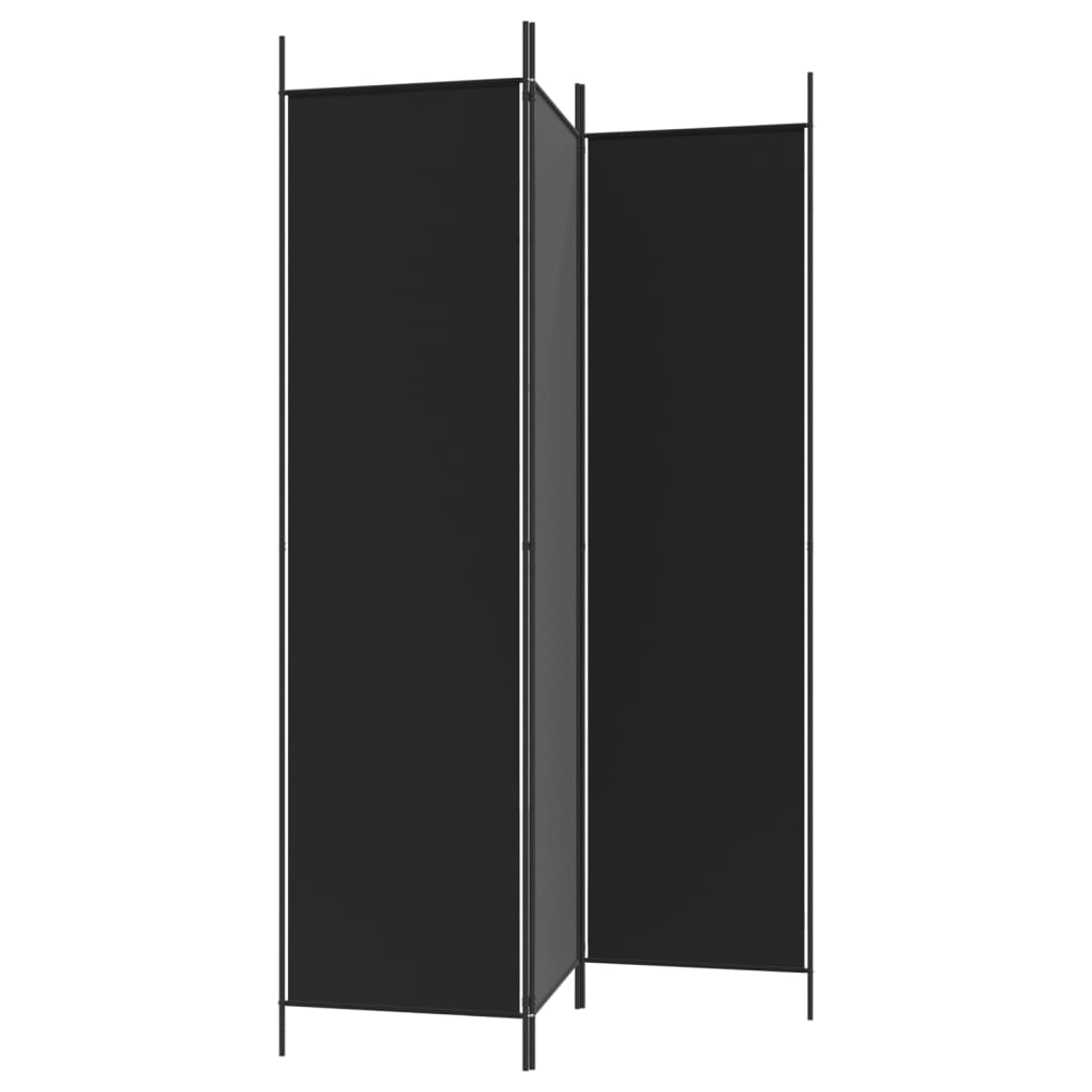 3-Panel Room Divider Black 150x200 cm Fabric - Newstart Furniture