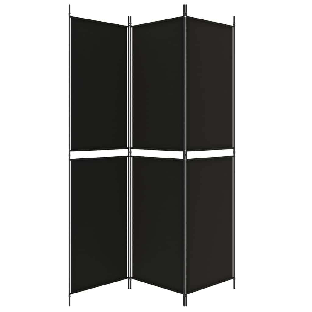 3-Panel Room Divider Black 150x200 cm Fabric - Newstart Furniture