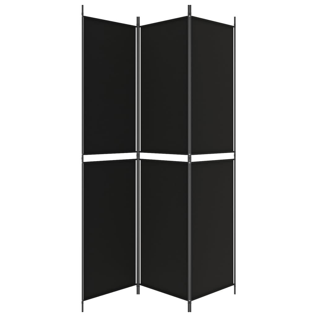 3-Panel Room Divider Black 150x220 cm Fabric - Newstart Furniture