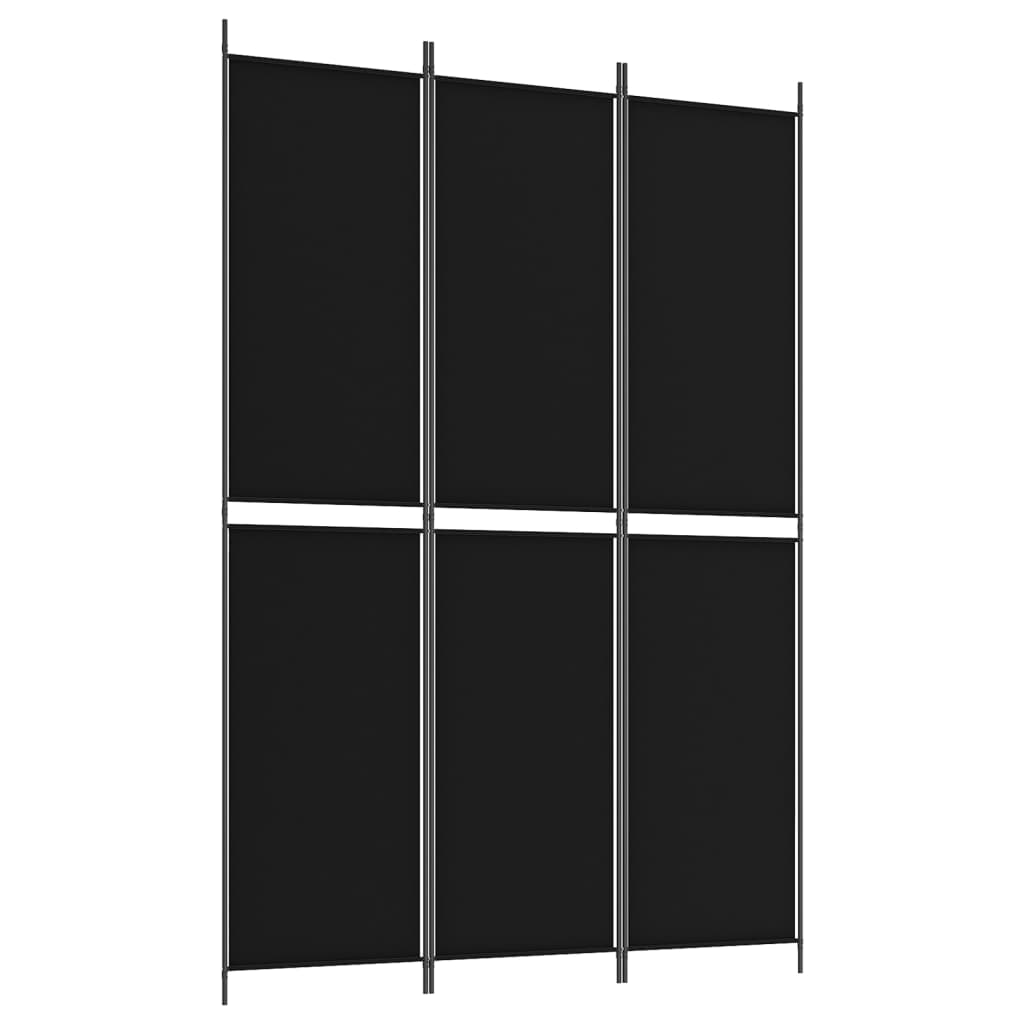 3-Panel Room Divider Black 150x220 cm Fabric - Newstart Furniture