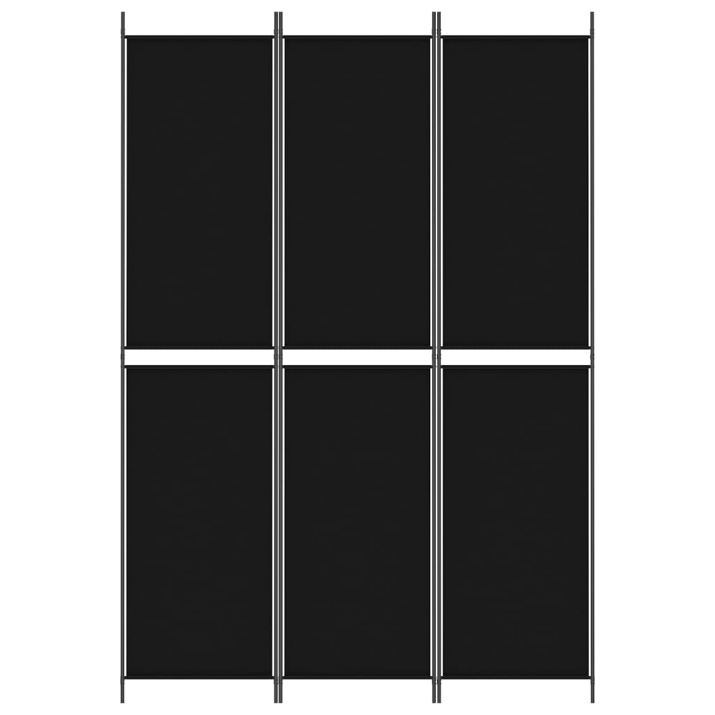 3-Panel Room Divider Black 150x220 cm Fabric - Newstart Furniture