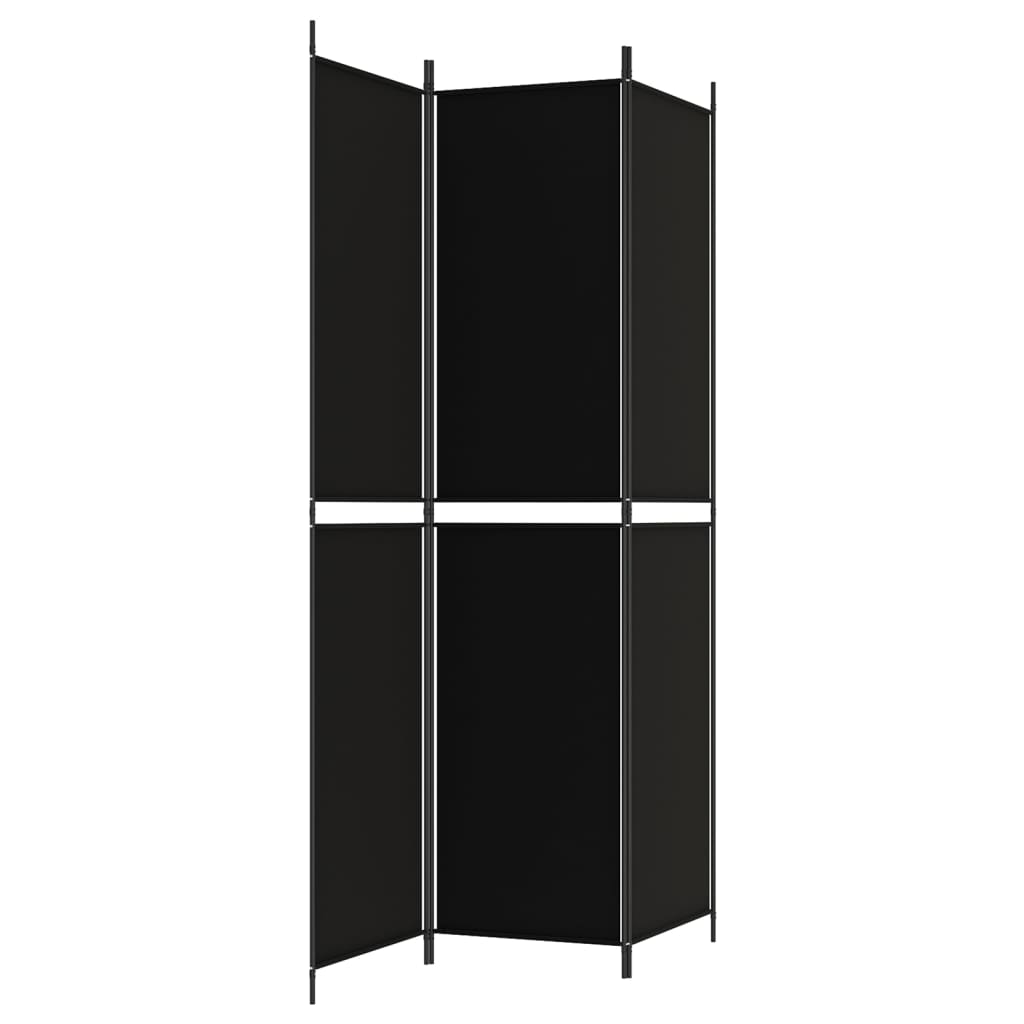 3-Panel Room Divider Black 150x220 cm Fabric - Newstart Furniture