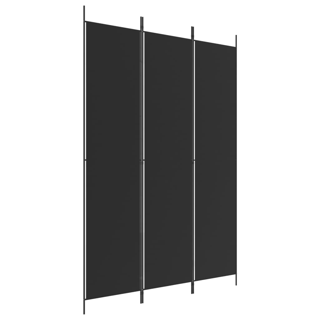 3-Panel Room Divider Black 150x220 cm Fabric - Newstart Furniture