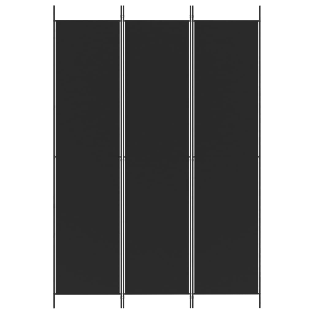 3-Panel Room Divider Black 150x220 cm Fabric - Newstart Furniture