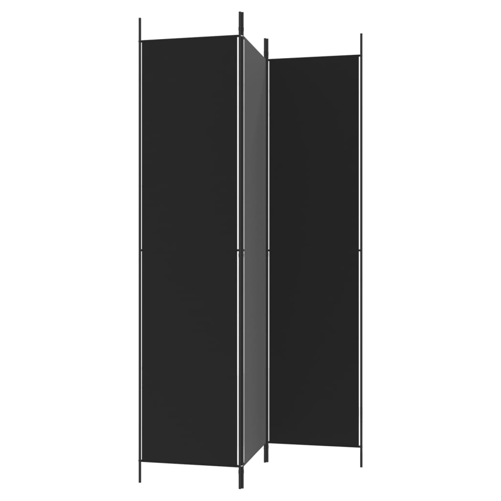 3-Panel Room Divider Black 150x220 cm Fabric - Newstart Furniture