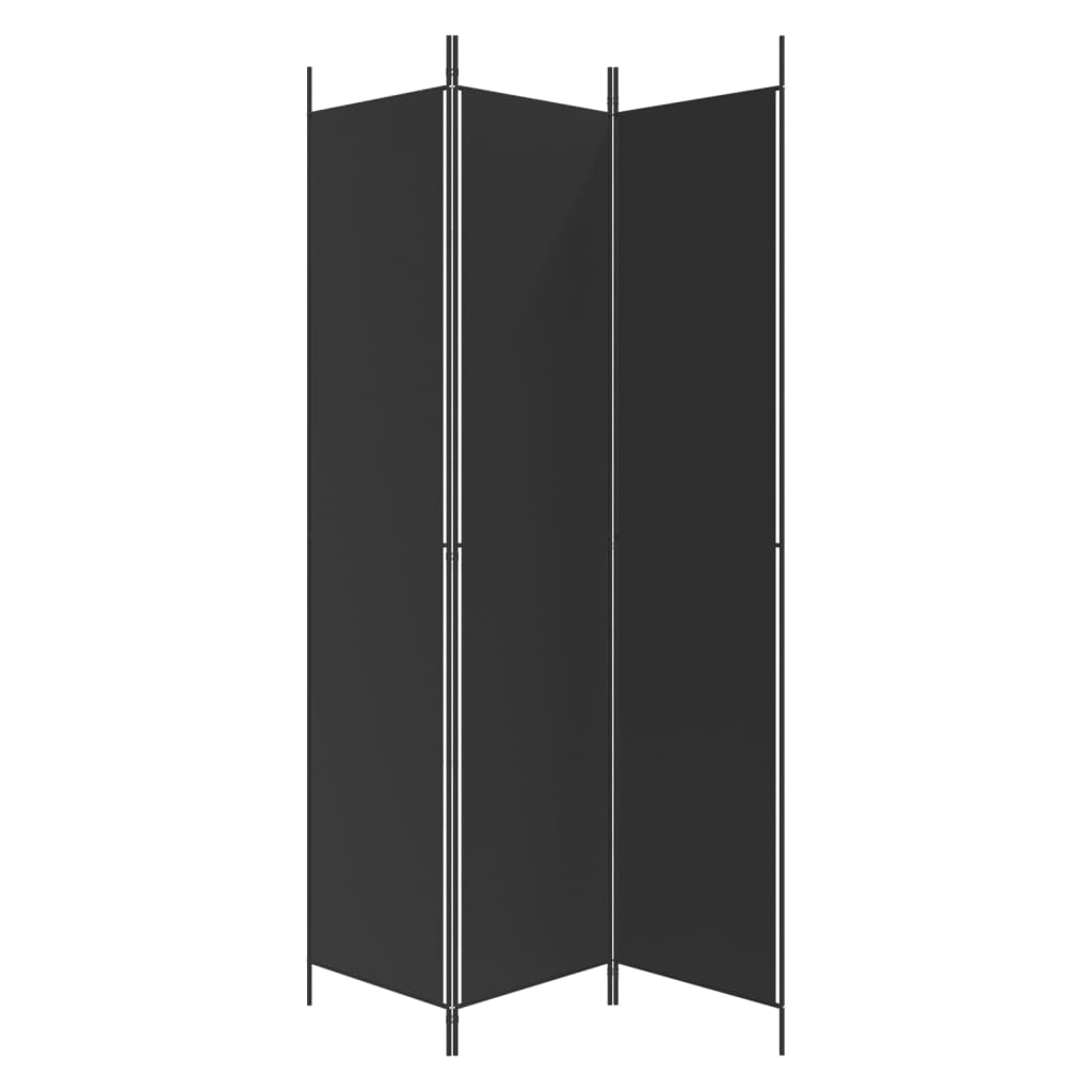 3-Panel Room Divider Black 150x220 cm Fabric - Newstart Furniture