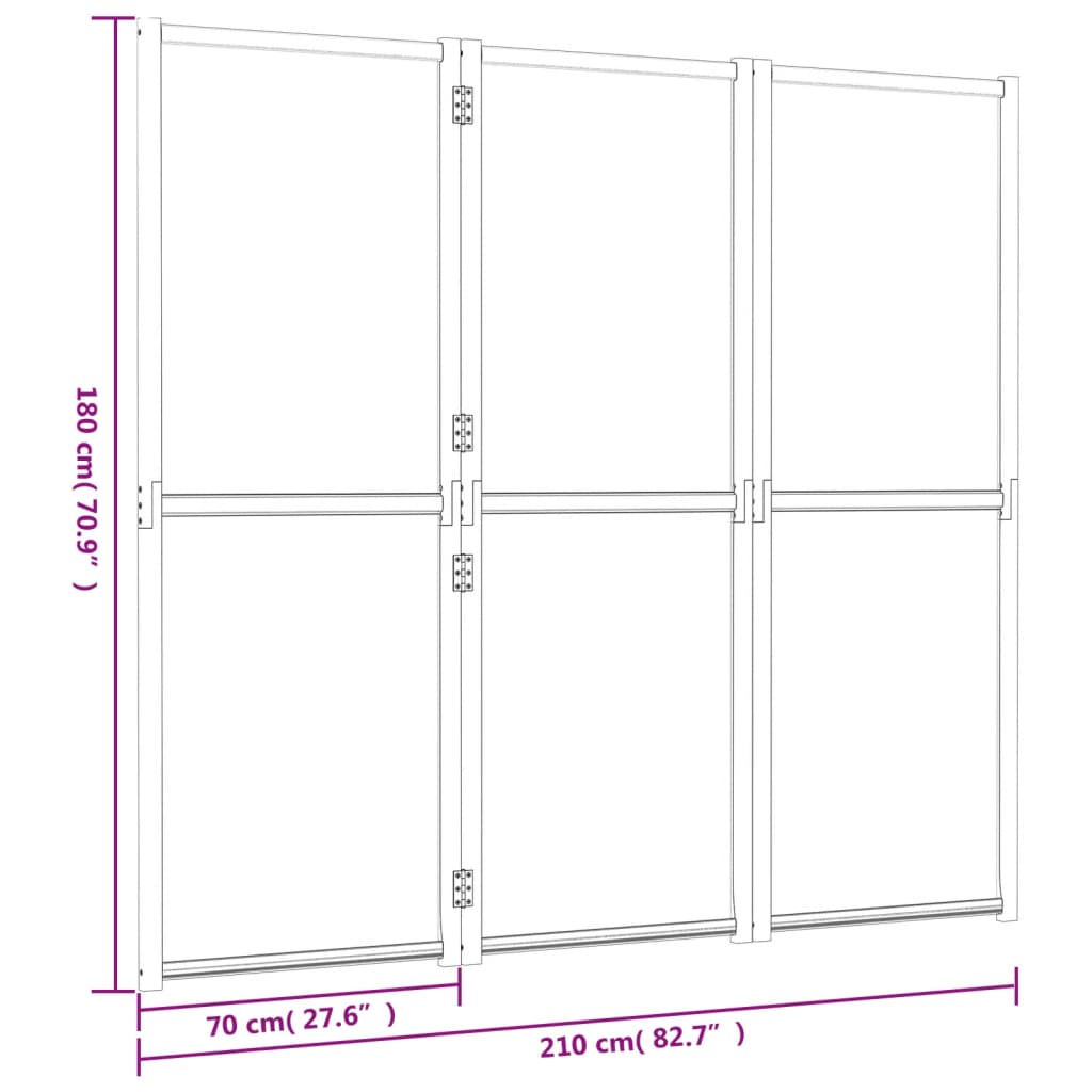 3-Panel Room Divider Black 210x180 cm - Newstart Furniture