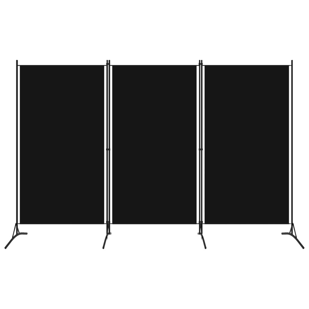 3-Panel Room Divider Black 260x180 cm Fabric - Newstart Furniture