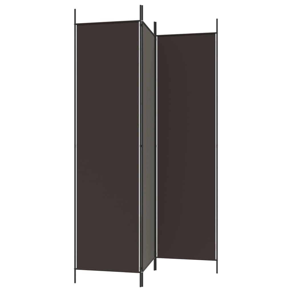 3-Panel Room Divider Brown 150x200 cm Fabric - Newstart Furniture