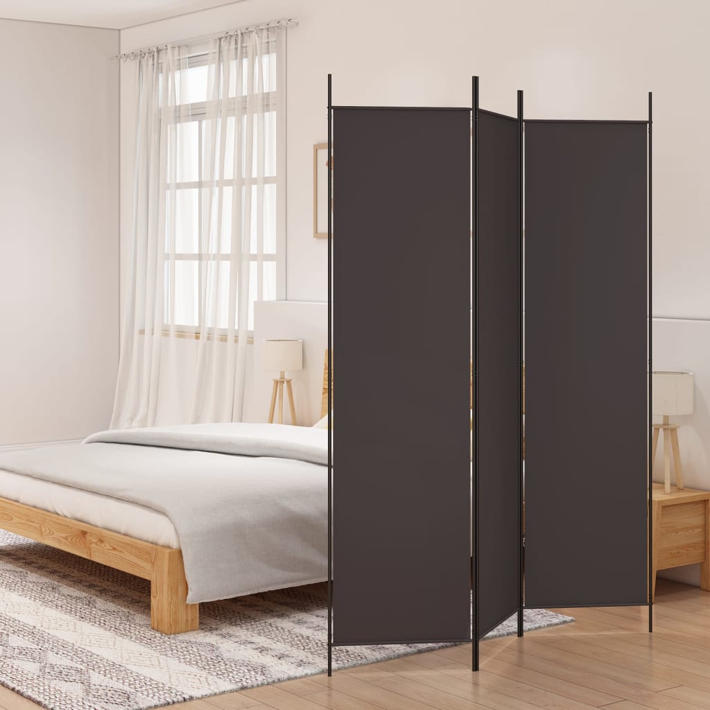 3-Panel Room Divider Brown 150x200 cm Fabric - Newstart Furniture