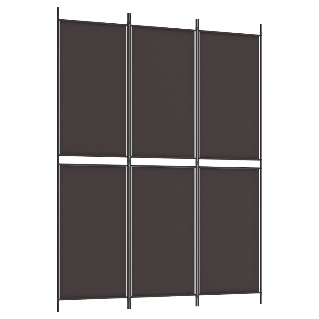 3-Panel Room Divider Brown 150x200 cm Fabric - Newstart Furniture