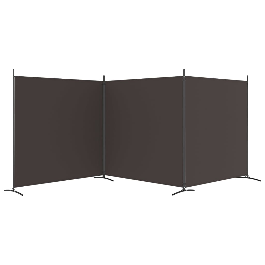 3-Panel Room Divider Brown 525x180 cm Fabric - Newstart Furniture