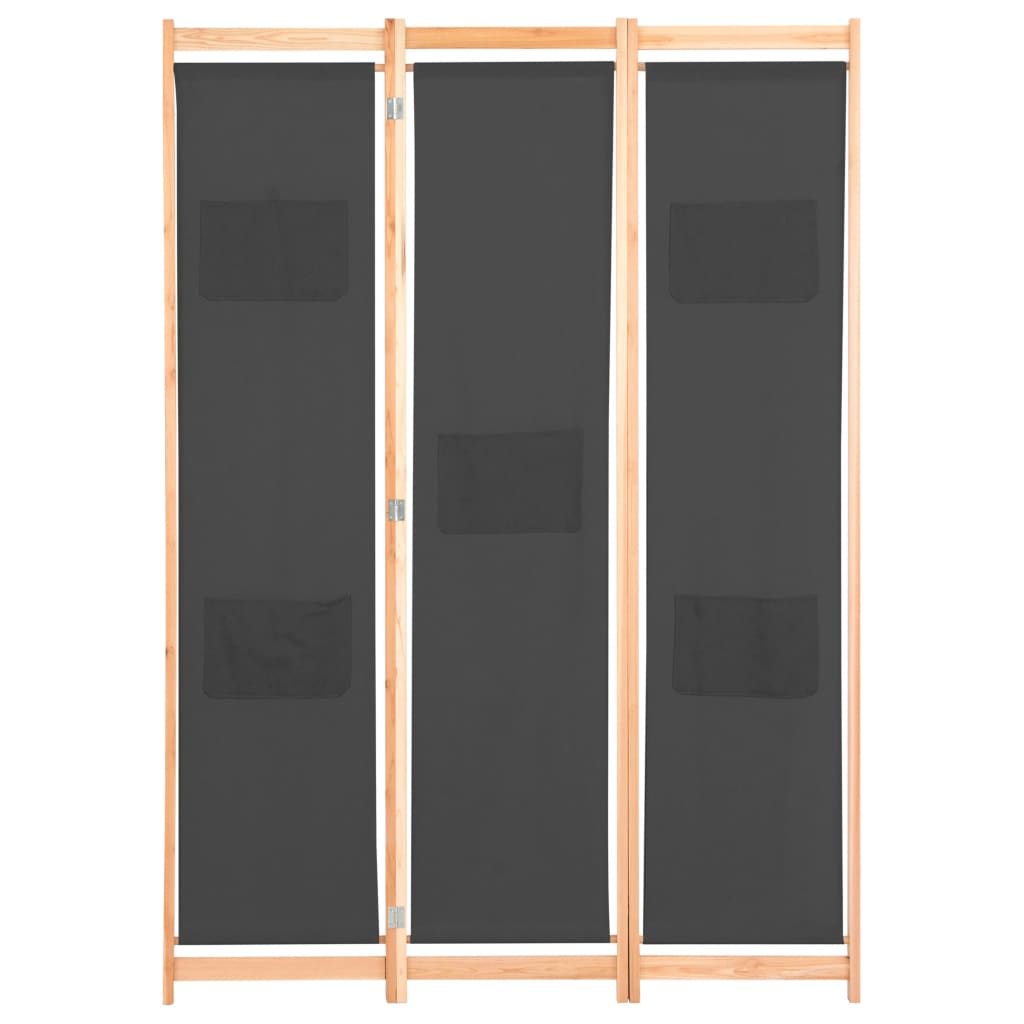 3-Panel Room Divider Grey 120x170x4 cm Fabric - Newstart Furniture