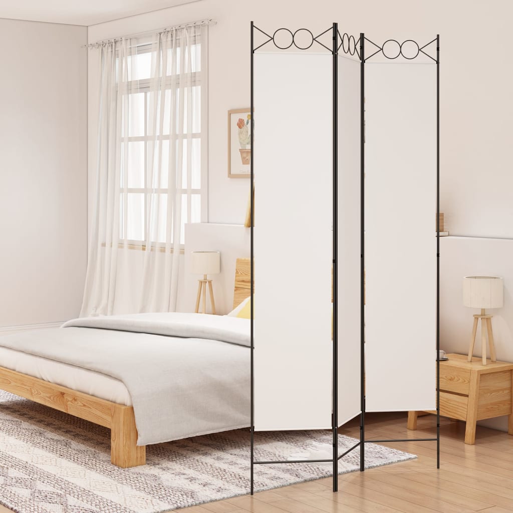 3-Panel Room Divider White 120x220 cm Fabric - Newstart Furniture