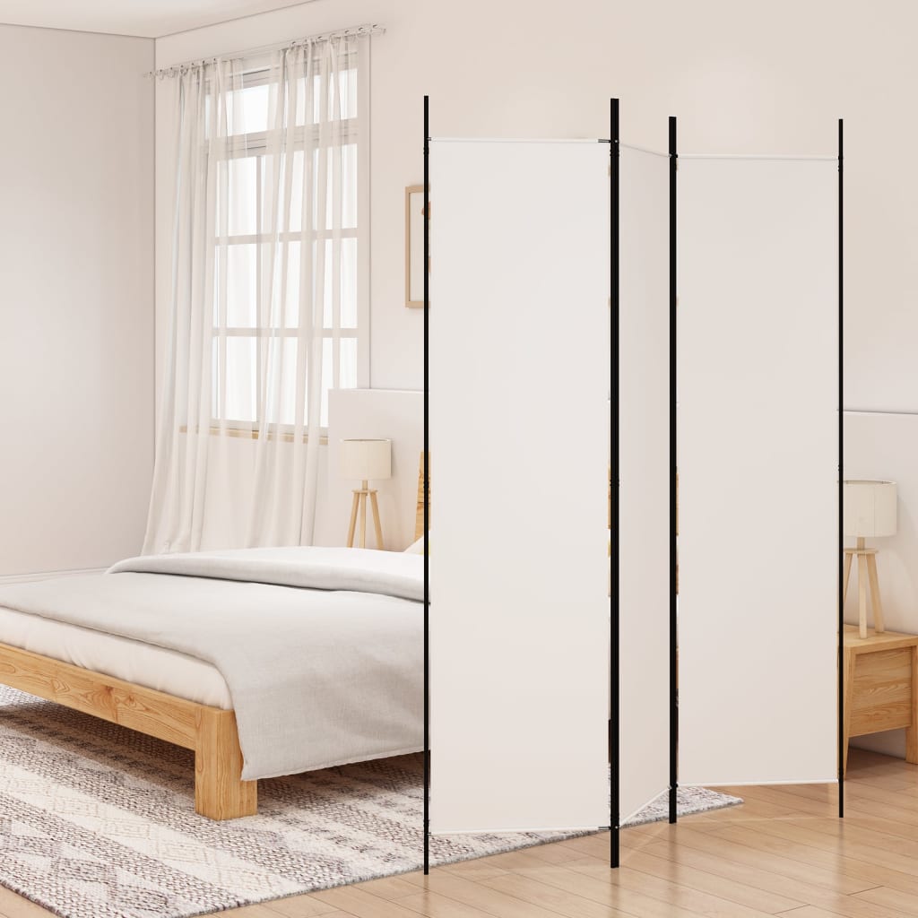 3-Panel Room Divider White 150x200 cm Fabric - Newstart Furniture