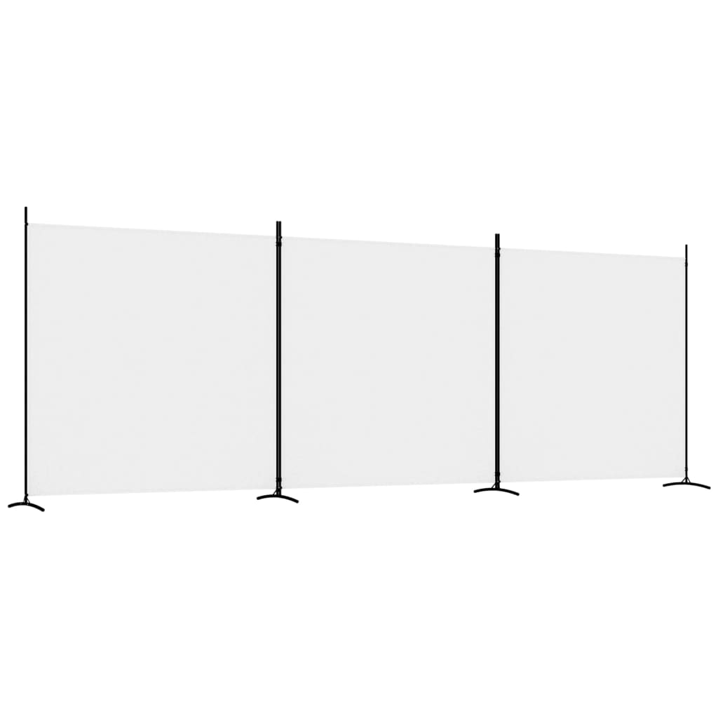 3-Panel Room Divider White 525x180 cm Fabric - Newstart Furniture