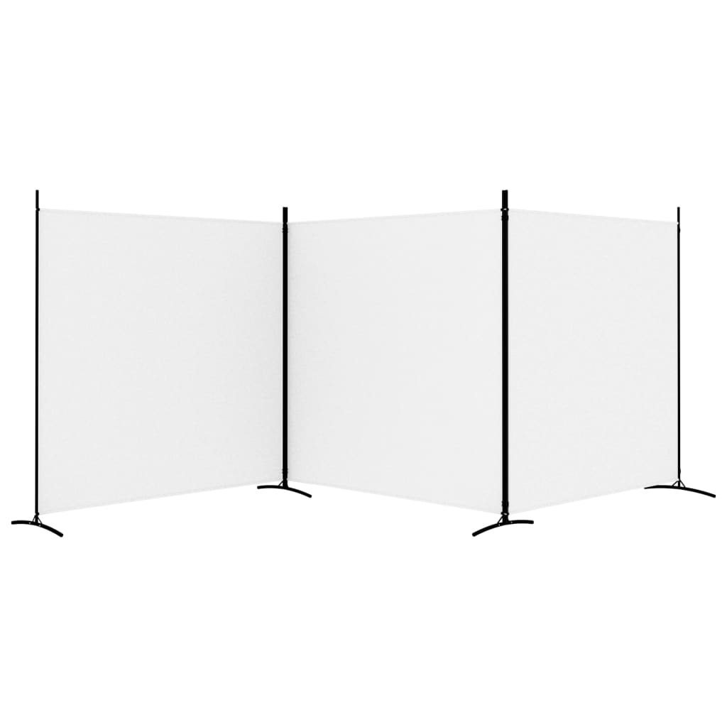 3-Panel Room Divider White 525x180 cm Fabric - Newstart Furniture